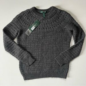 Ralph Lauren EUC Open Knit Grey Sweater Medium